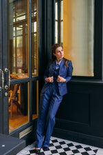 تحميل الصورة إلى عارض المعرض، بدلة صوفية من ثلاث قطع باللون الأزرق الملكي من ثريندي