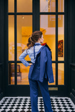 تحميل الصورة إلى عارض المعرض، بدلة صوفية من ثلاث قطع باللون الأزرق الملكي من ثريندي