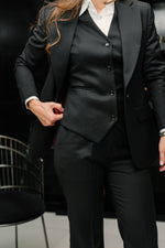 تحميل الصورة إلى عارض المعرض، Black Three-Piece Business Suit