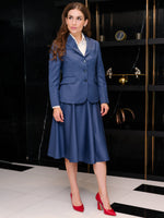 تحميل الصورة إلى عارض المعرض، Elegant Blue Business Suit with Skirt