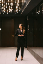 تحميل الصورة إلى عارض المعرض، بدلة سوداء مزدوجة الصدر