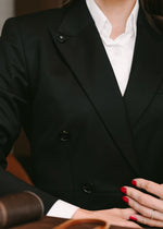 تحميل الصورة إلى عارض المعرض، بدلة سوداء مزدوجة الصدر