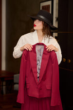 تحميل الصورة إلى عارض المعرض، بدلة تنورة من الصوف مكونة من قطعتين