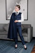 Load image into Gallery viewer, Navy Three-Piece Business Suit with Cape
