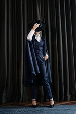 Load image into Gallery viewer, Navy Three-Piece Business Suit with Cape
